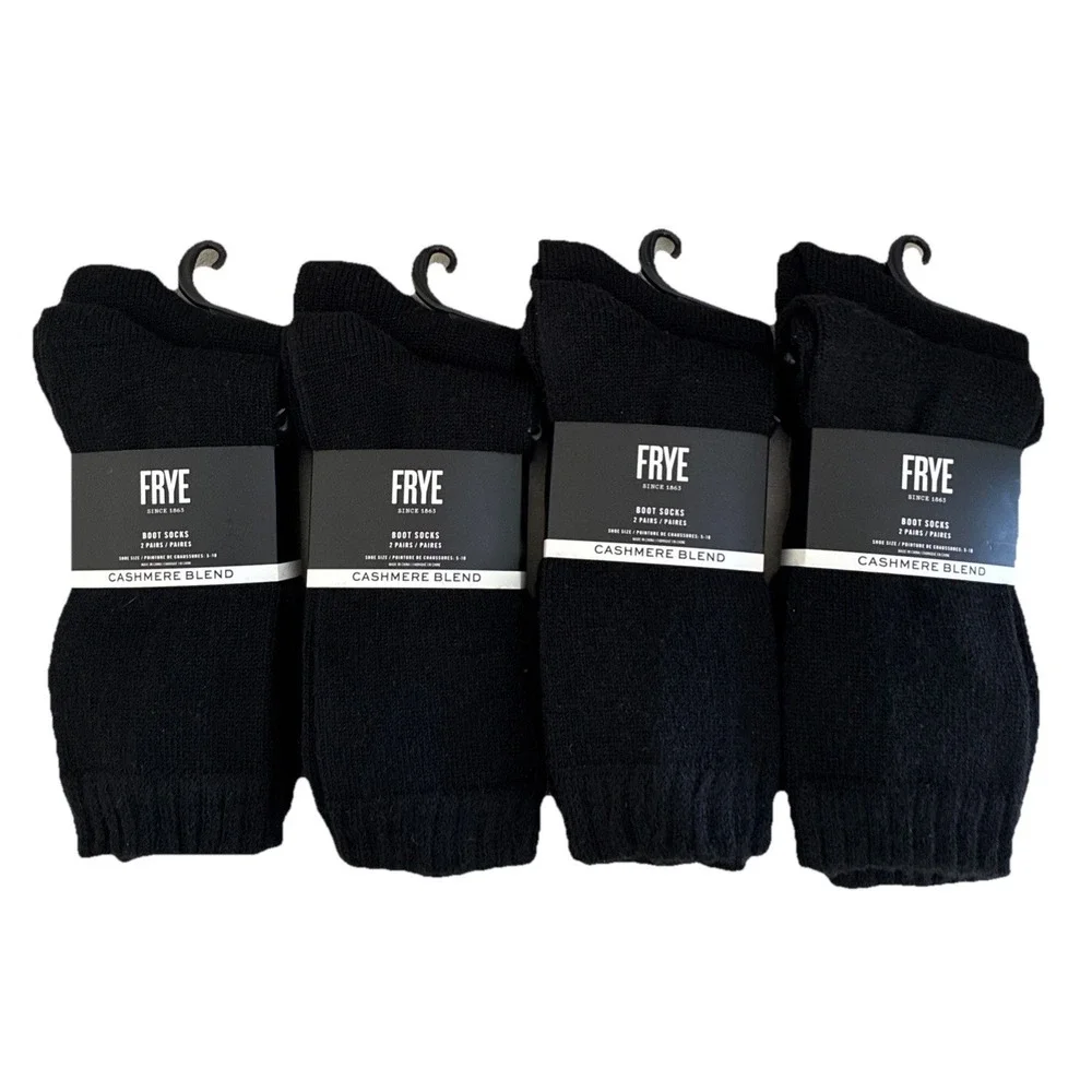 Frye Cashmere Blend Boot Socks Women's 5-10 Black Crew 8 Pairs NEW
